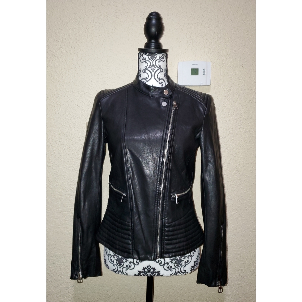H&M Womens Faux Leather Jacket Size 8 Black